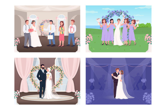 Bringing Joy to Life: The Wedding Celebration Illustration Set