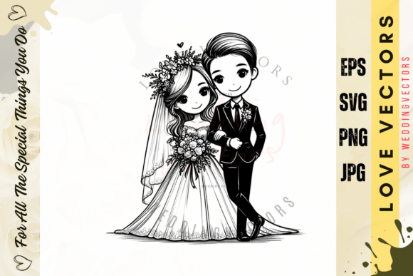 Classic Bridal Illustration C2359: A Vector Story of Love