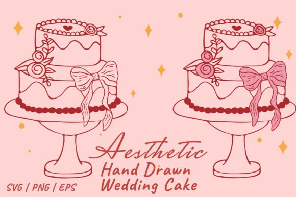 Coquette Hand Drawn Wedding Cake SVG PNG: A Designer's Delight