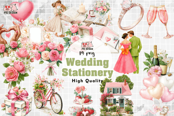 Elegant Watercolor PNGs for Wedding Stationery Design