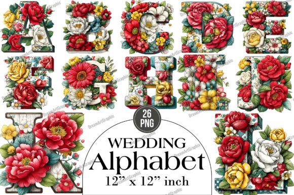 Elegant Wedding Alphabet Clipart: 26 Designs for Your Projects