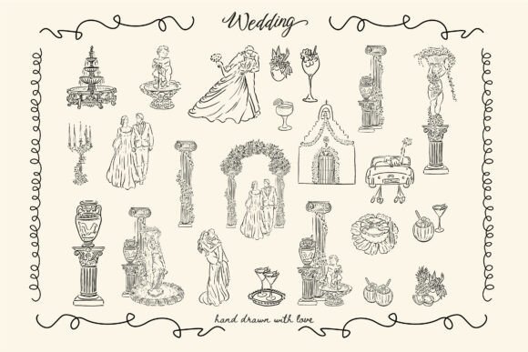 Hand Drawn Wedding Elements: Your Go-To SVG Collection