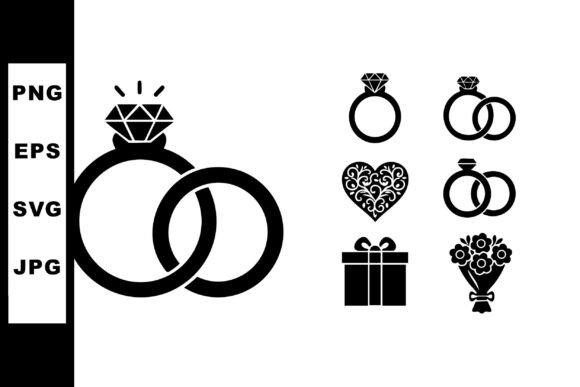The Elegance of Black Silhouette: Wedding Rings & Gift Illustrations