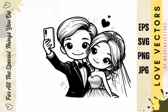 Timeless Romance: The C3226 Wedding Couple Vector Collection