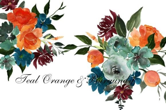Warmth and Elegance: Designing with Watercolor Teal Burgundy Florals