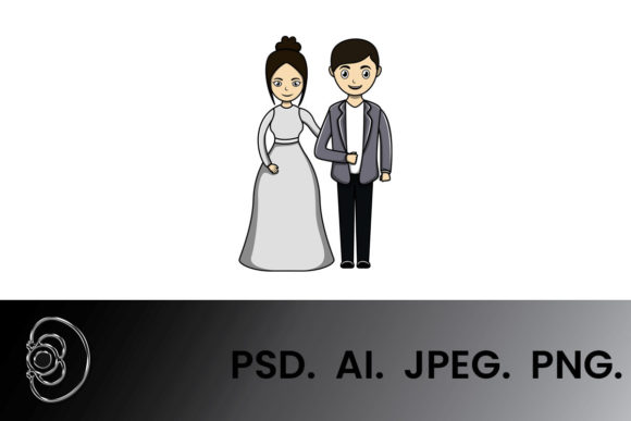Wedding Couple Vector Cartoon: Versatile Assets for Creative Projects